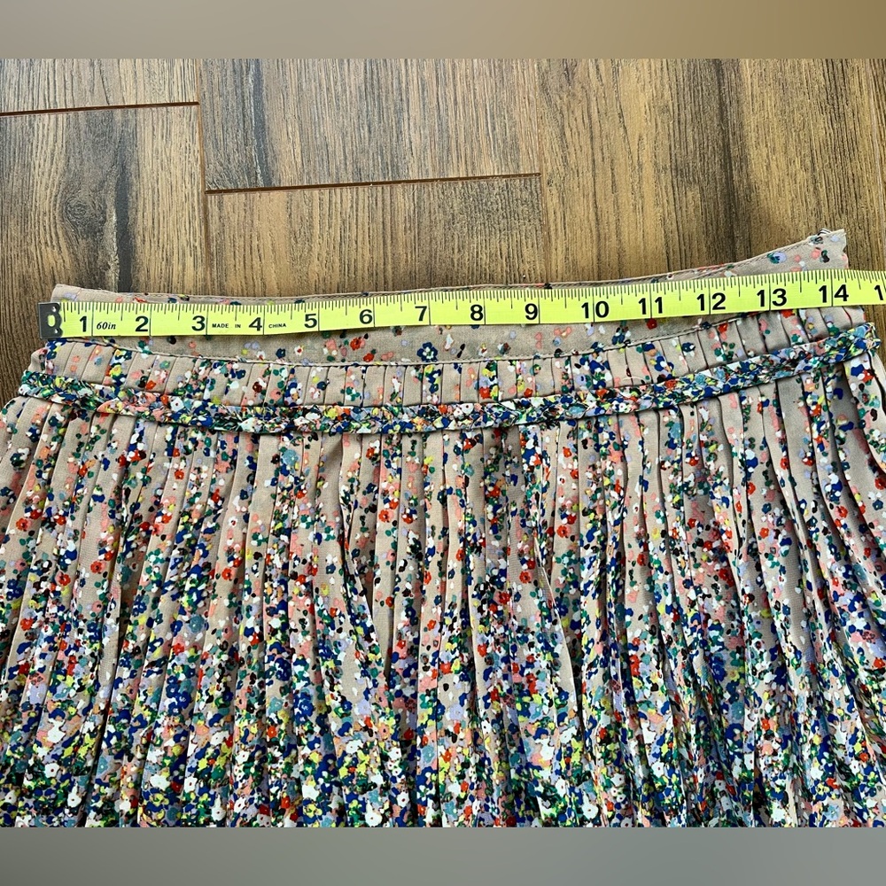 Floral Pleated Skirt with Orange Trim - Picture 3 of 7